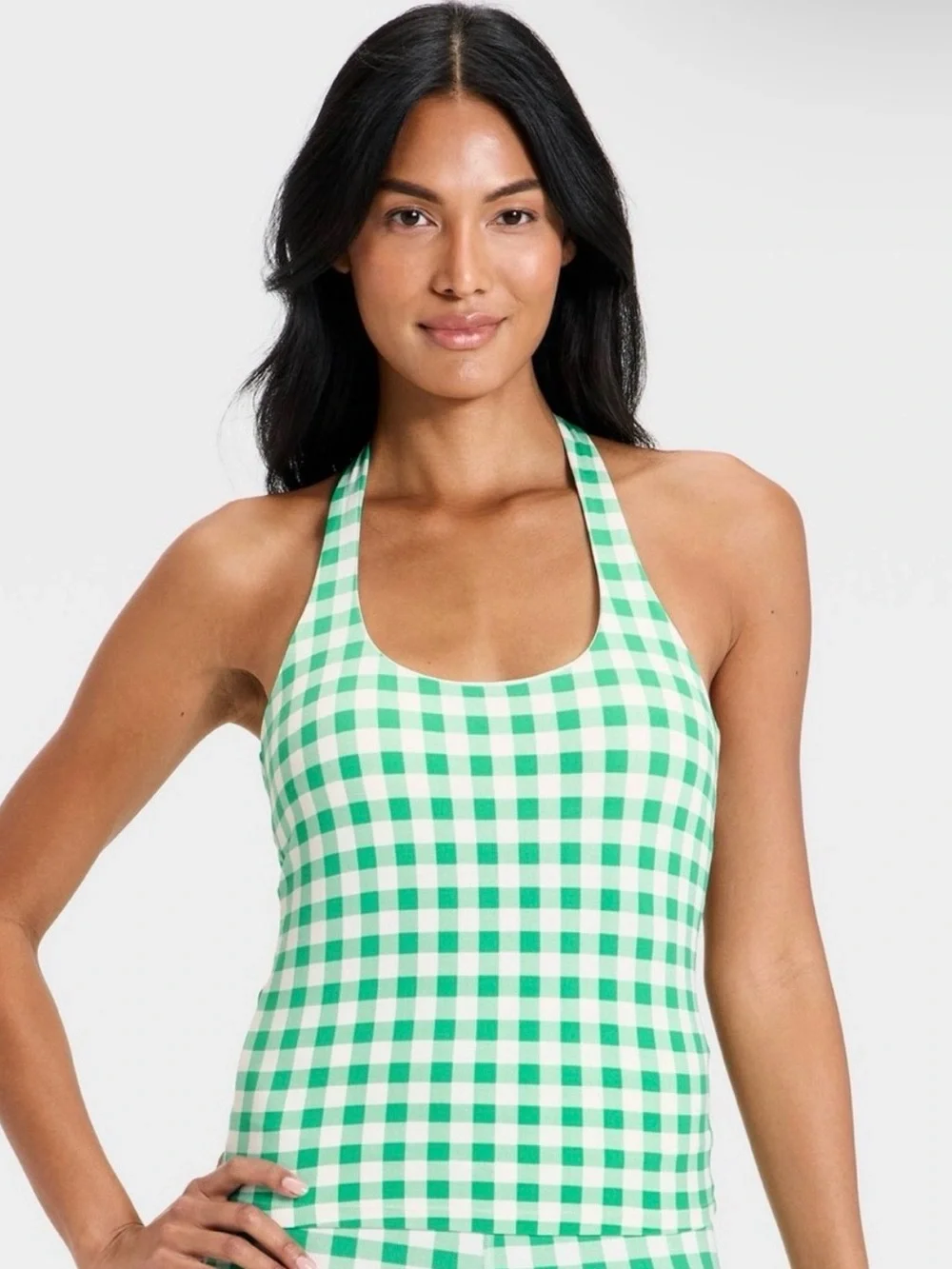 Green Gingham Halter Top
